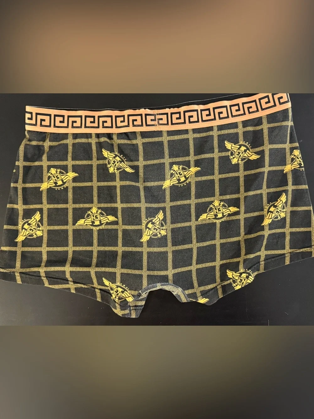 Fendi Black and Gold Logo Grid Boxer Briefs